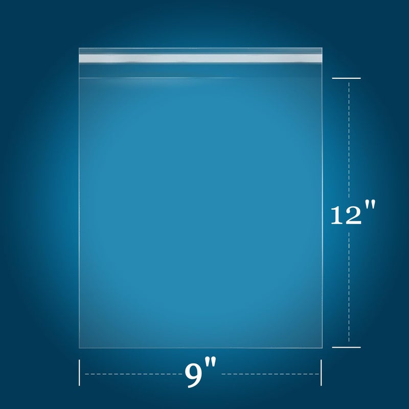 iMailer - 1000 Pack - 9" x 12" Cellophane Bags Self Adhesive - Clear Cello Resealable Plastic Poly Bags for A4, Letter Sized Documents, Plastic Sleeves, Clothing - Image 2